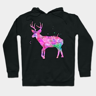 Hot Pink Deer Watercolor Painting Hoodie